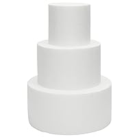 Bright Creations 3 Piece Round Foam Cake Dummy Set for Decorating, Faux Cake in 3 Sizes for Birthday, Wedding Display (10.8 Inches Tall)