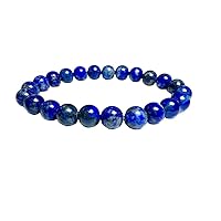 Natural Lapis lazuli 12mm rondelle smooth 7inch Semi-Precious Gemstones Beaded Bracelets for Men Women Healing Crystal Stretch Beaded Bracelet Unisex
