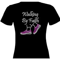 Walking by Faith Sneakers Tennis Shoe Fuchsia Sneakers Rhinestone Transfer Bling Iron on for Shirt