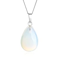 1pcs Adabele Genuine Sterling Silver Gemstone Pendant Necklace 18 inch Natural Healing Crystal Chakras Stone Hypoallergenic Nickel Free Fine Women Jewelry