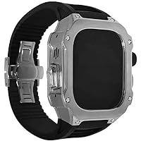 49mm Titanium Alloy Watch Case Rubber Band，For Apple Watch Ultra 2 49MM Series Replacement，Sport Straps Watch Case Metal Crown Bezel Mod Kit Accessories
