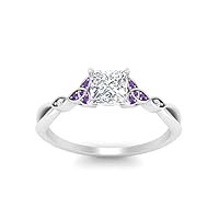 Choose Your Gemstone 925 Sterling Silver Princess Shape Petite Engagement Ring Everyday Wedding Jewelry Handmade Gifts for Wife Celtic Knot Split Diamond CZ Birthstone Ring : US Size 4 to 12