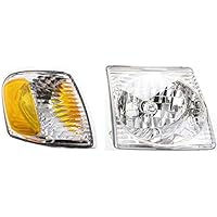 Evan Fischer Headlight Set of 2 Compatible with 2001-2005 Ford Explorer Sport Trac & 2001-2002 Explorer Sport - FO2503170, FO2521164