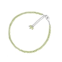 Natural Peridot 2.5mm Round Shape Faceted Cut Gemstone Beads 7 Inch Adjustable Silver Plated Clasp Bracelet For Men, Women. Natural Gemstone Stacking Bracelet. | Lcbr_05037