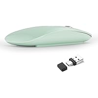 Uiosmuph G11 Wireless Mouse, USB C Rechargeable Computer Mouse, Slim Silent Mice 2.4GHz Optical with USB Nano Receiver and Type C Receiver for Laptop/Mac/PC - Green