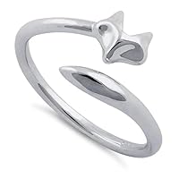 925 Sterling Silver Fox Women Stackable Stacking Ring Size 4 to 12
