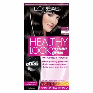 Loreal Healthy Look Hair Dye, Creme Gloss Color, Black 2, 1 ct (Pack of 3)
