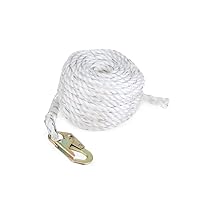Peakworks Fall Protection Safety Lifeline Rope Grab, 100 ft Vertical Cable, Galvanized Steel Snap Hook Harness for Climbing, Rescue, Hunting, Roofing