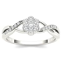 10k White Gold 1/4ct TDW Diamond Flower Shape Cluster Fashion Ring (H-I, I2)