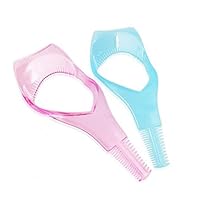2Pcs Plastic Makeup Upper Lower Eye Lash Mascara Applicator Eyelash Brush with Eyelash Comb Eye Makeup Tool for Women (Blue+Pink)