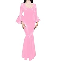 17 Color Flare Sleeve Long Dress Lady Elegant Mermaid Bodycon Dress