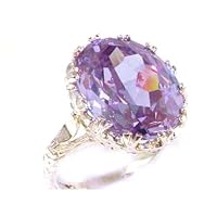 Solid Sterling Silver Large 16x12mm Oval 12ct Lavender Cubic Zirconia CZ Ring - Sizes 5 to 12 Available