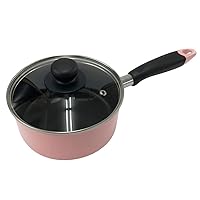 Bestco NQ-0100 Carino Single Handled Pot, 6.3 inches (16 cm), With Glass Lid, Pink, Mini Sauce Pan, IH, Gas Stoves, Compatible with All Heat Sources