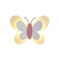 Modern Minimalist Creative Wall Light，Boy Girl Child Room Wall Lamp，Led Butterfly Wall Sconces for Bedroom Bedside Decorative Lights Illumination Lamp (Color : White)