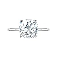 Cushion Cut Moissanite Engagement Ring, 7.0ct Colorless Stone, 10K-18K White Gold