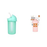 Boon Swig Insulated Silicone Straw Sippy Cups - Flip Top Spill Proof Toddler Straw Cups and Straw Cups - Baby and Toddler Feeding Supplies - 9 Oz