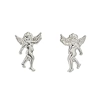 Solid 14k White Gold Angels Earrings
