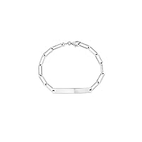 Silver Engravable ID Bar Paperclip Bracelet