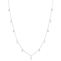 Allurez Diamond Baguette Bezel Dangle Pendant Necklace 14K White Gold (0.38ct)