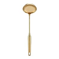 Gold Ladle, Stainless Steel Ladle Spoon, Big Soup Ladle Kitchen Spatula Turner Cooking Tool Serving for Soup Chili Gravy Salad Dressing Pancake Batter(Soup Ladle -Gold)