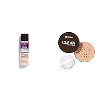 Olay Simply Ageless 3-in-1 Liquid Foundation, Creamy Natural & Clean Invisible Loose Powder - Loose Powder, Setting Powder, Vegan Formula - Translucent Light