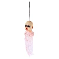 Halloween Baby Doll Haunted House Hanging Decoration Prop Animated Creepy Zombie Baby Ugly Spooky Scary Ghost Pendant for Indoor Outdoor Scene Layout