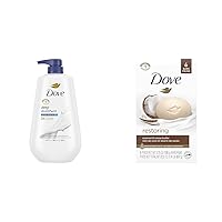 Dove Body Wash with Pump Deep Moisture 30.6 oz Beauty Bar Coconut Milk 3.75 Ounce - 6 Count