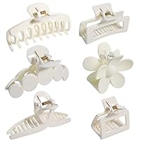 6Pcs Big Hair Claw Clips Nonslip Large Clip for Women Thin Cute Jaw Claws Barrettes Ponytail Holder Accessories,White