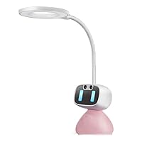Desk Lamps Gooseneck,Timing table lamp,Bendable,Touch Dimmer Bedside Table Lamp,Eye-protection,Smart Lights,Voice Reminder Beside Lamp,Low Power Consumption Living Room, or Office (Color : Pin