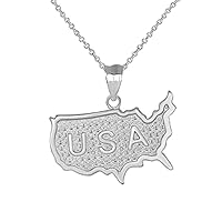 ENGRAVED USA MAP PENDANT NECKLACE IN STERLING SILVER - Pendant/Necklace Option: Pendant With 16