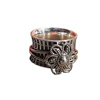 Big Spinner Band Ring For Women 925 Sterling Silver Made Flower Designed Valentine Gift For Her