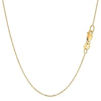 14k SOLID Yellow or White or Rose/Pink Gold 0.8mm Shiny Diamond Cut Cable Link Chain Necklace for Pendants and Charms with Lobster-Claw Clasp (16