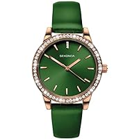 Sekonda Editions Ladies Analogue Quartz Watch with Rose Gold Case and Green Strap 40334 (note physical item it is darker than images)