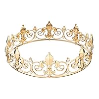 hair jewelry crown tiaras for women Baroque Vintage Royal King Crown For Men Full Round Sliver Gold Metal Tiaras And Crowns Prom Party Costume Hair Accessories Men (Metal color : Style A)