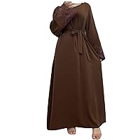 Muslim Abaya Dress Dubai Long Woman Evening Dress Moroccan Front Zipper Dress Turkish Dresses