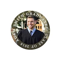 Andaz Press Photo Personalized Ivy League Graduation Collection, Round Circle Gift Class of Label Stickers, 40-Pack, Custom Image