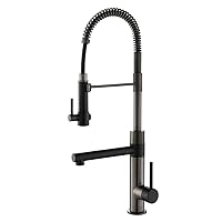 Kraus KPF-1603MBSB Artec Pro 2-Function Commercial Style Pre-Rinse Kitchen Faucet with Pull-Down Spring Spout and Pot Filler, Matte Black/Black Stainless Steel