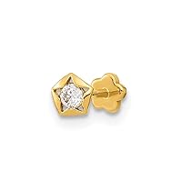14k Gold 19 Gauge CZ Cubic Zirconia Simulated Diamond Star Cartilage Body Jewelry Measures 9.65x4.32mm Wide Jewelry for Women