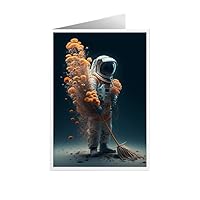 ARA STEP Unique All Occasions Astronaut with Flowers Greeting Cards Assortment Vintage Aesthetic Notecards 1 (Astrounaut with Broom Flower set of 4 X 2 (8 PCS), 105 x 148.5 mm / 4.1 x 5.8 inches)