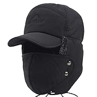 Winter 3 in 1 Thermal Fur Lined Trapper Hat with Ear Flap Full Face Warmer Cover Windproof Cycling Motorcycle Headwear