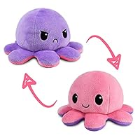 TeeTurtle - The Original Reversible Octopus Plushie - Pink + Purple - Cute Sensory Fidget Stuffed Animals That Show Your Mood 4 inch