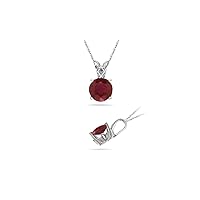 0.63-0.78 Cts of 6x6 mm AA Round Ruby Scroll Solitaire Pendant in Platinum - Valentine's Day Sale