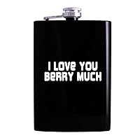 I Love You Berry Much - 8oz Hip Alcohol Drinking Flask, Black