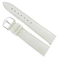 16mm Hirsch Duke Alligator Grain White Genuine Leather Padded Watch Band Strap