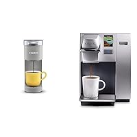 Keurig K-Mini Single Serve Coffee Maker, Studio Gray, 6 to 12 oz. Brew Sizes & K155 Office Pro Single Cup Commercial K-Cup Pod Coffee Maker, Silver