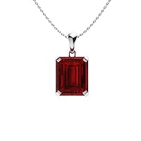Diamondere Natural and Certified AAAA Emerald Cut Gemstone Unique Necklace in 14k Solid Gold | 1.50 Carat Pendant with Chain