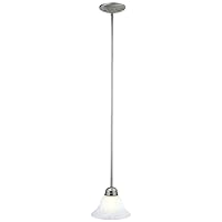 Design House 511634 Millbridge Traditional 1-Light Indoor Dimmable Mini Pendant with Alabaster Glass Shade for Kitchen Island Bar, Satin Nickel