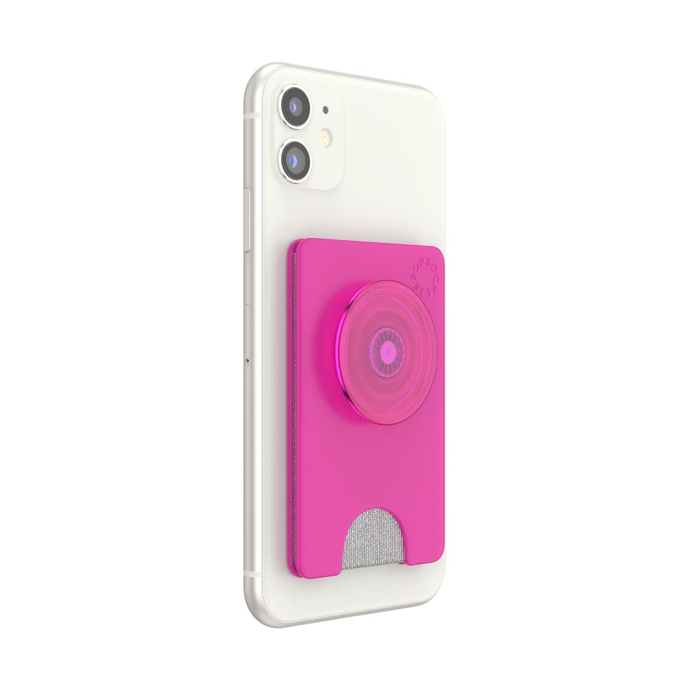 PopSockets Phone Wallet with Expanding Phone Grip, Phone Card Holder - Magenta