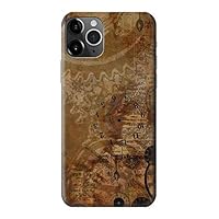 R3456 Vintage Paper Clock Steampunk Case Cover for iPhone 11 Pro