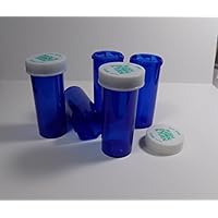 Plastic Prescription Blue Vials/Bottles 50 Pack w/Caps 8 Dram Size-New